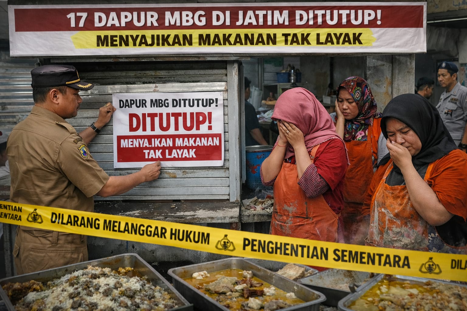 Badan Gizi Nasional (BGN) menghentikan sementara operasional 17 Satuan Pelayanan Pemenuhan Gizi (SPPG) atau dapur Program Makan Bergizi Gratis (MBG) di Jawa Timur (ai)