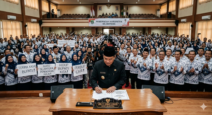 Ilustrasi bupati tanda tangan peraturan bupati (ai)