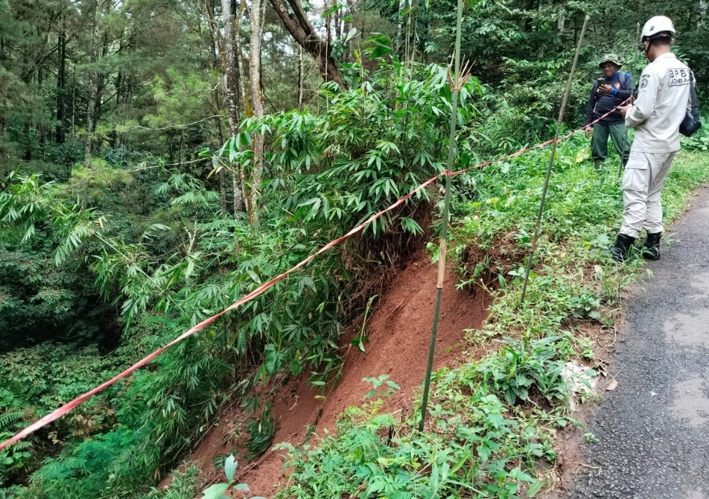   &nbsp;  WASPADA: Tebing di ruas Wonosalam &ndash; Jabung tepatnya di Desa Carangwulung Kecamatan Wonosalam longsor, (24/2).  &nbsp;
