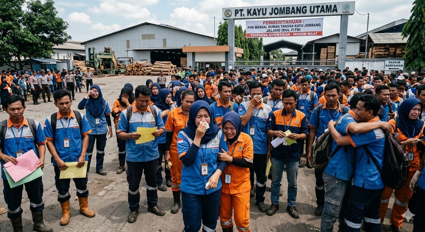 Kabar pemutusan hubungan kerja (PHK) yang dilakukan salah satu perusahaan plywood di Kecamatan Diwek, Jombang, dibenarkan oleh Pemkab Jombang. (Ai)