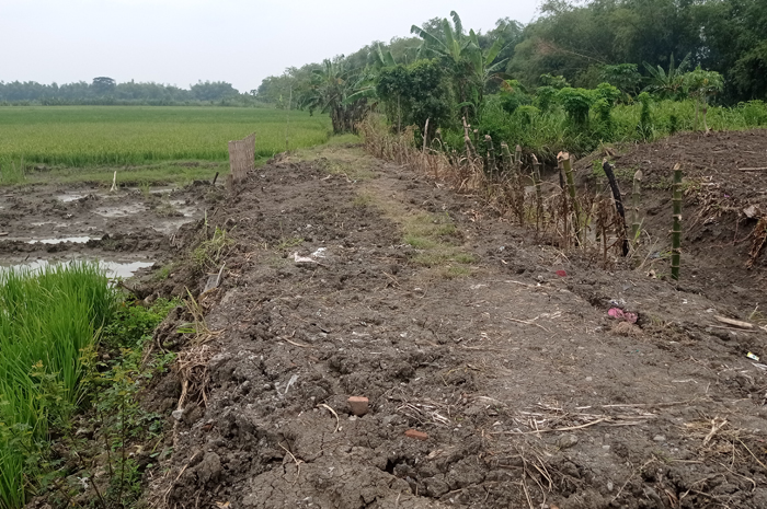   &nbsp;  RAMPUNG: Tanggul Kali Marmoyo di Desa Jatigedong, Kecamatan Ploso yang jebol diperkuat berlapis.  &nbsp;