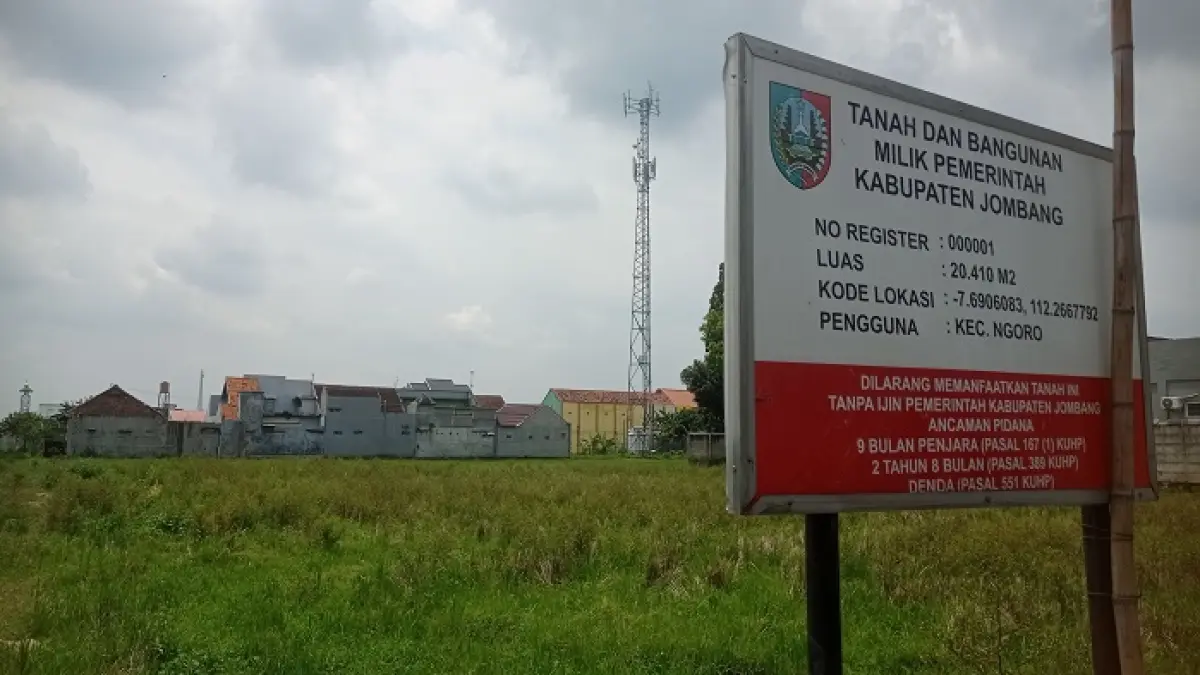 DIPLANG: Lahan milik Pemkab Jombang di Kecamatan Ngoro yang bakal dibangun RTH Ngoro, (30/3).