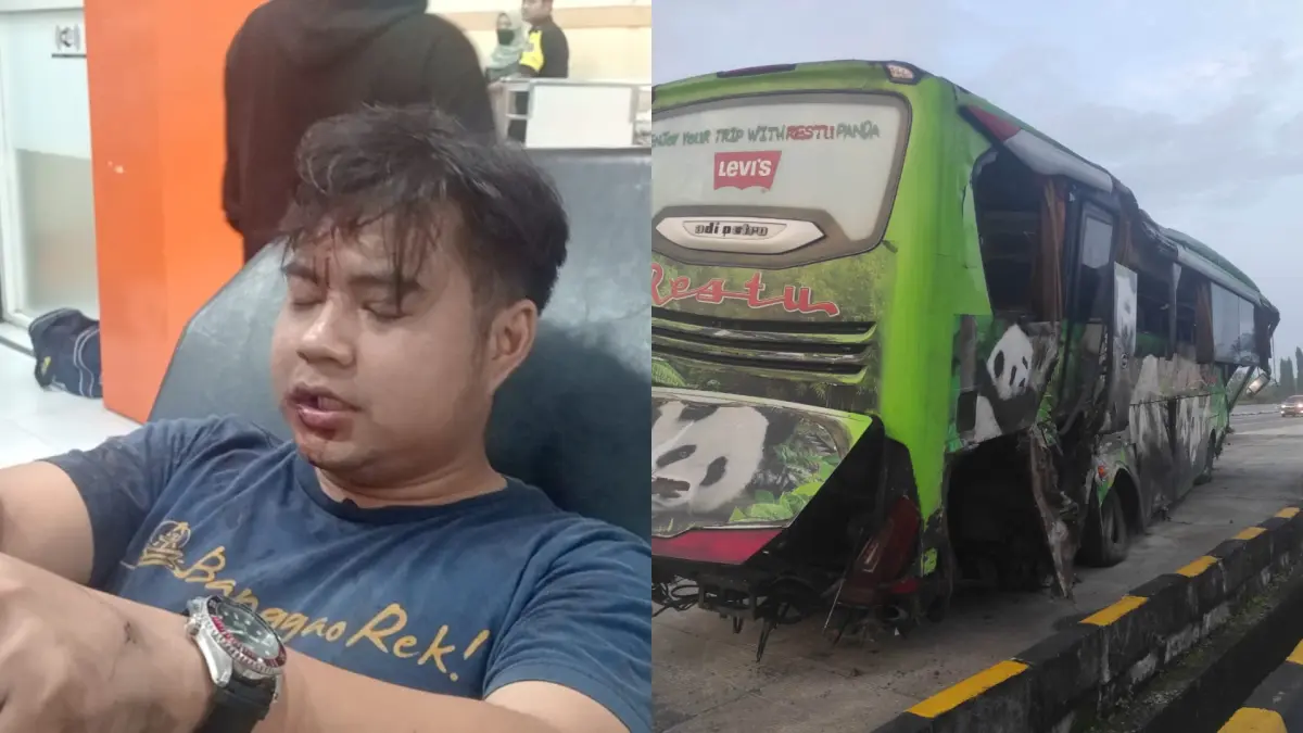 Salah satu korban selamat menceritakan detik-detik kejadian Bus Restu kecelakaan di Tol Jombang Mojokerto, Kamis malam