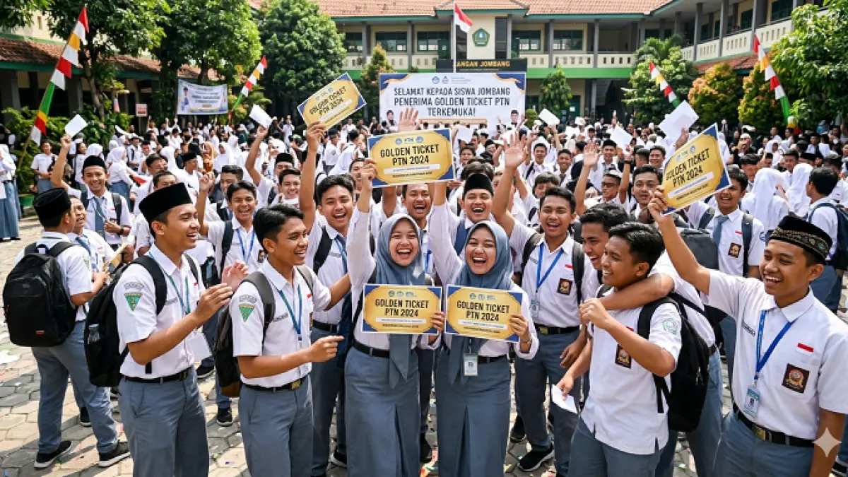 Ilustrasi siswa jombang dapat golden ticket (ai)