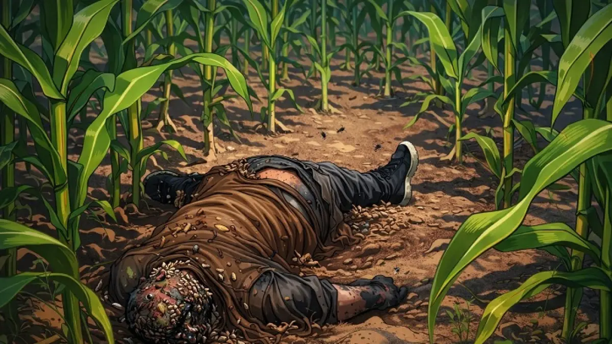 Penemuan sesosok mayat di kebun jagung menggegerkan warga di Dusun Babatan, Desa Sumberjo, Kecamatan Wonosalam, Jombang Senin (20/4) pagi.