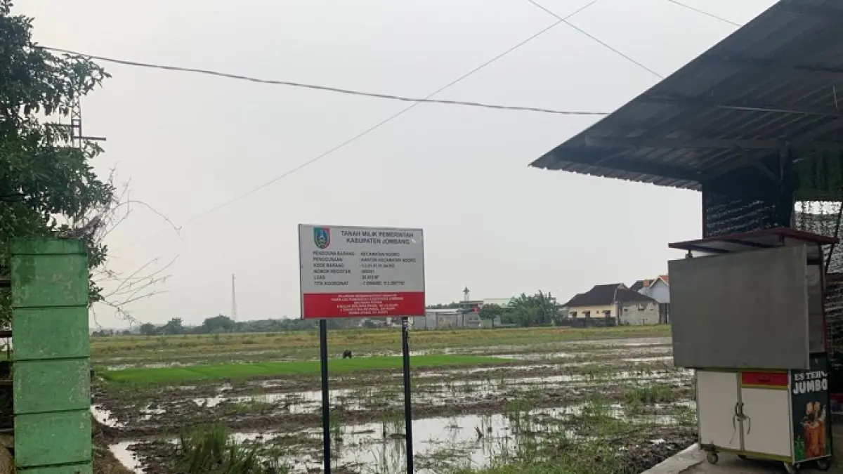 Lokasi lahan pembangunan ruang terbuka hijau (RTH) di Kecamatan Ngoro senilai Rp 2,5 miliar.