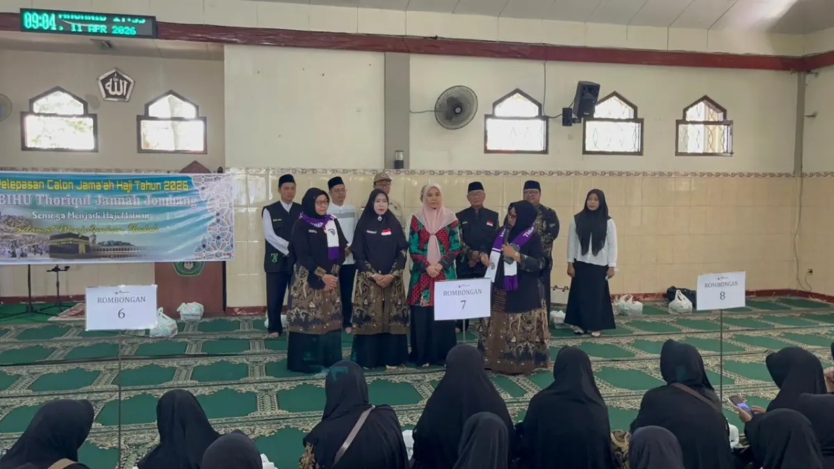 PEMBEKALAN: Kegiatan manasik haji KBIHU Thoriqul Jannah Mojongapit, Jombang, (11/4).