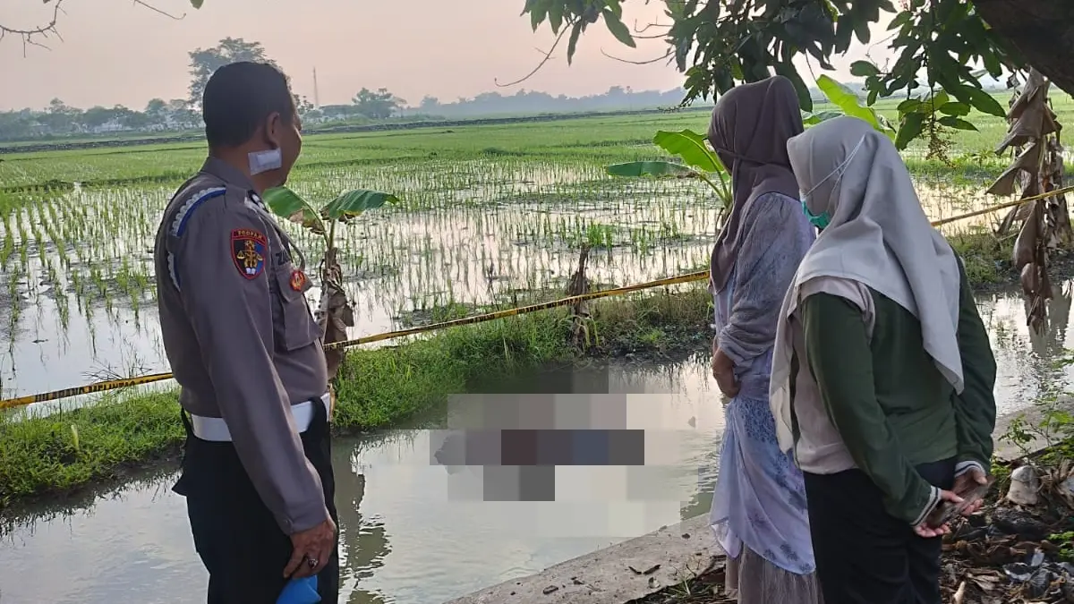Petugas kepolisian saat melakukan olah kejadian perkara di lokasi