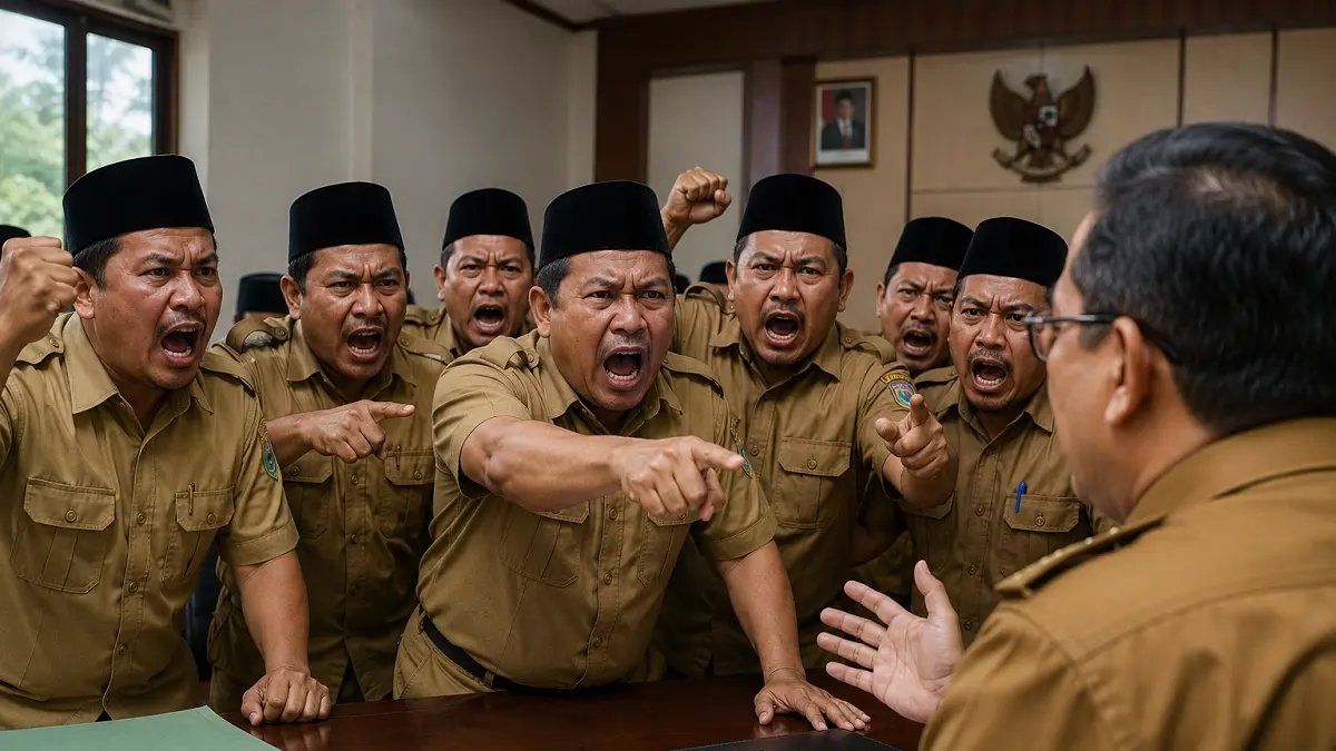 ilustrasi kepala desa marah marah penolakan KDKMP