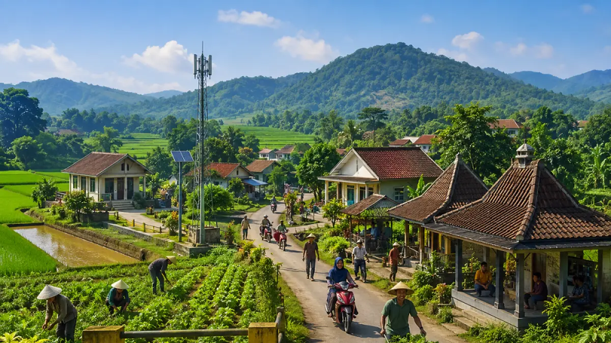 Ilustrasi AI Desa berkembang