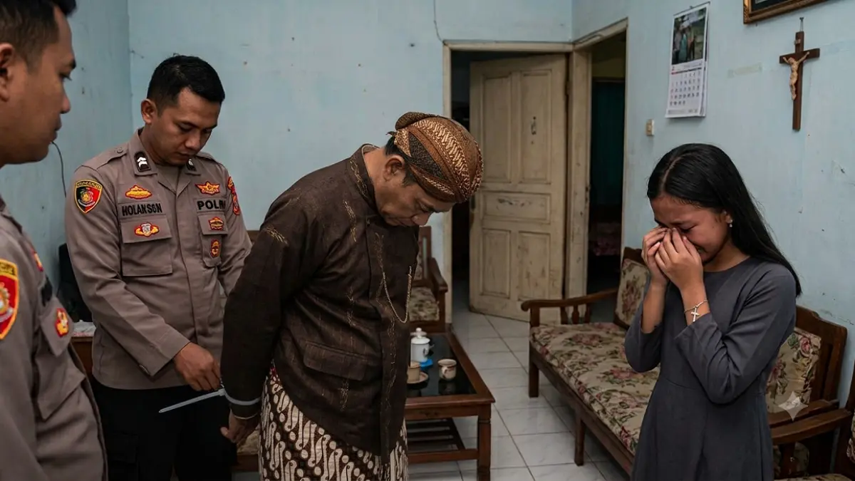 Ilustrasi seorang rohaniwan ditangkap polisi (AI)