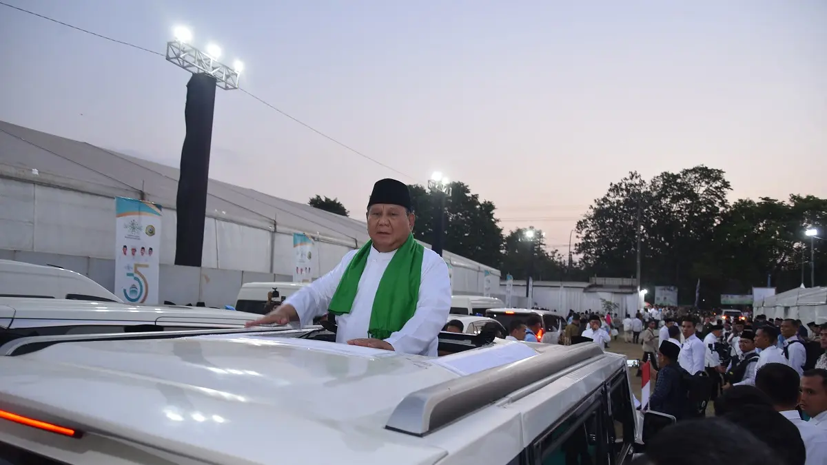 TELADAN: Presiden Prabowo saat membuka Muktamar ke-35 NU di Pondok Pesantren Bahrul Ulum Tambakberas, Kamis (27/8).