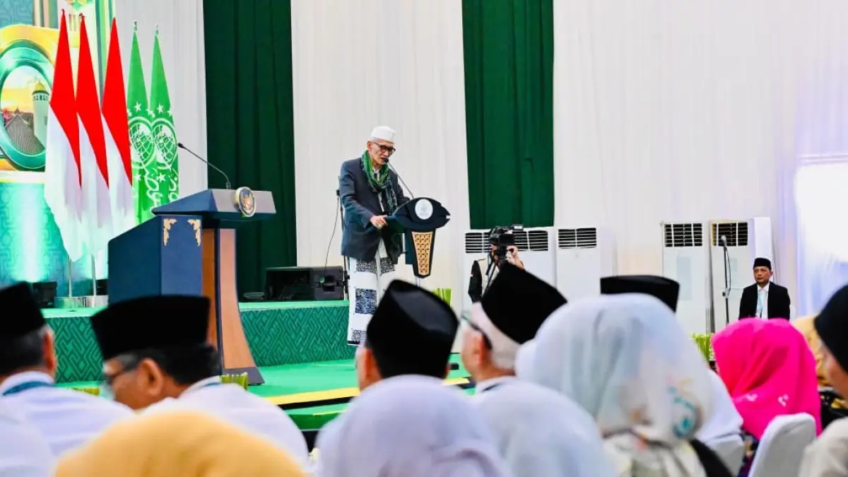 KH Miftachul Akhyar Rais Aam PBNU memberikan sambutan