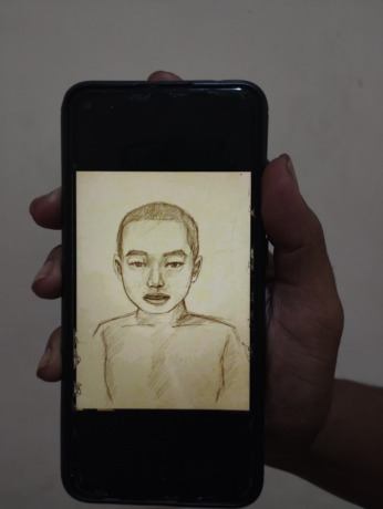 Sketsa mayat balita yang ditemukan di sungai Ngotok Ring Kanal.