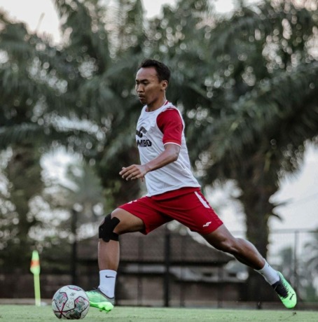 Nurdiansyah saat menjalani latihan di Lapangan Macanan Kecamatan Prambanan Kabupaten Sleman DIY (21/9).