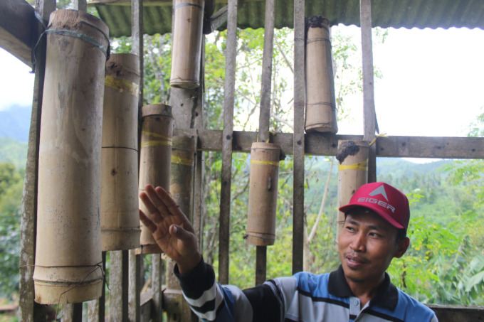 Ribuan klanceng di kandang Mushir, 40, warga Desa Carangwulung Kecamatan Wonosalam, kemarin.