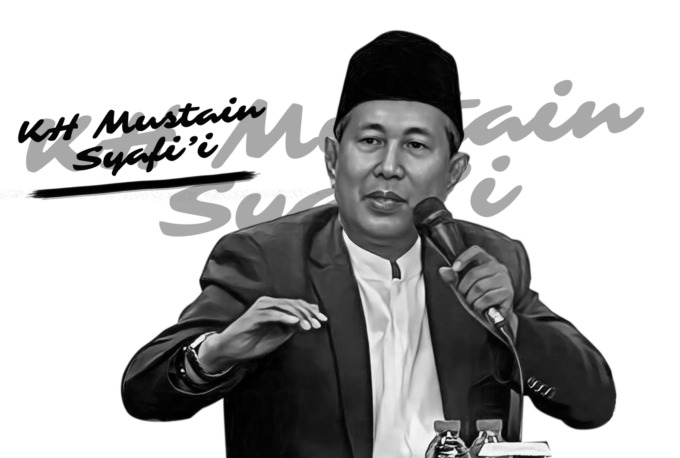 KH Mustain Syafiie dengan rubrik Tafsir kontemporer yang diasuhnya