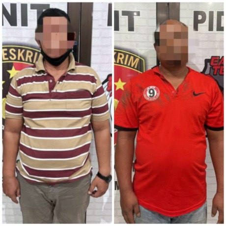 Dua penombok yang dibekuk polisi di lokasi judi sabung ayam Desa Bugasurkedaman, Gudo