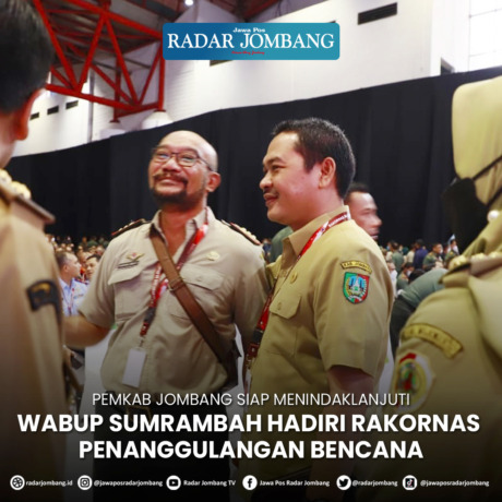 Wabup Jombang Sumrambah bersama Kalaksa BPBD Jombang saat menghadiri rakornas penanggulangan bencana di Jakarta