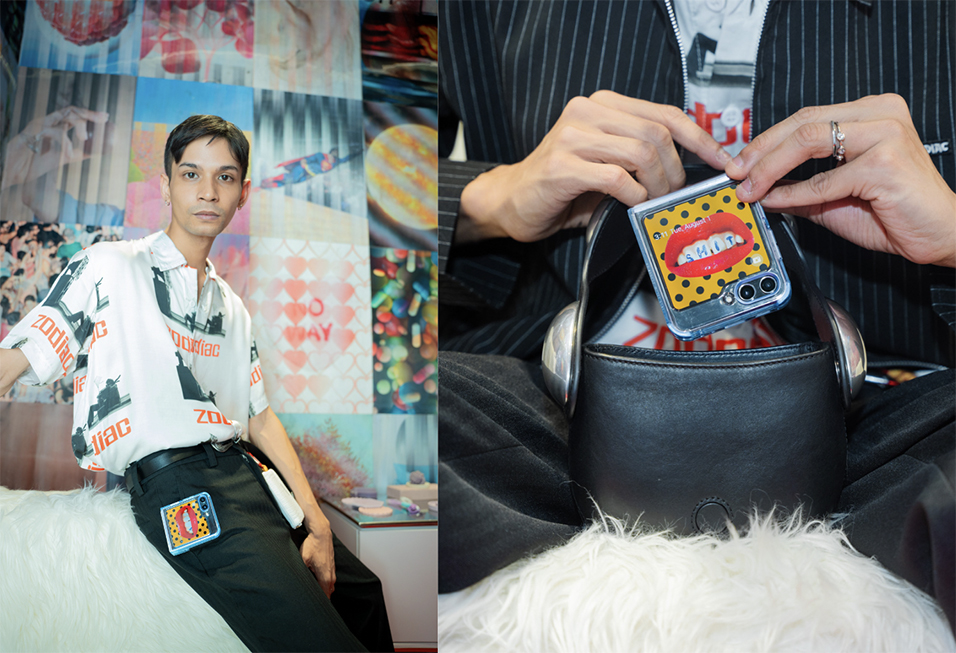 Content creator fashion Alegeor, menjadikan Galaxy Z Flip5 sebagai fashion statementnya dalam berpakaian