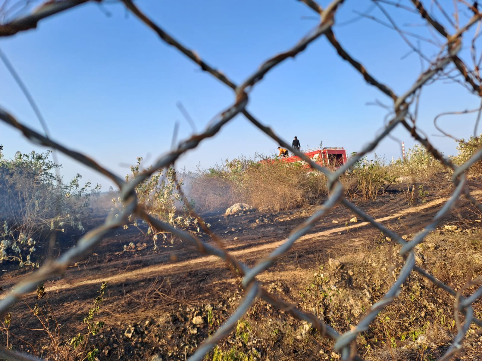 LAGI DAN LAGI: Lahan eks Perhutani di kawasan Kilang Grass Root Refinery (GRR) Tuban kembali terbakar Minggu (10/9). (M. Mahfudz Muntaha/Radar Tuban)