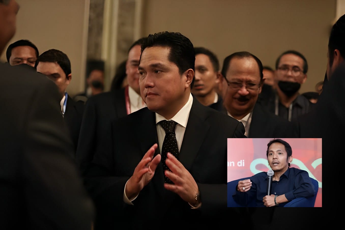 Erick Thohir Ketua Umum PSSI Periode 2023/2027 - Akmal Marhali Koordinator Save Our Soccer (kotak kanan bawah)