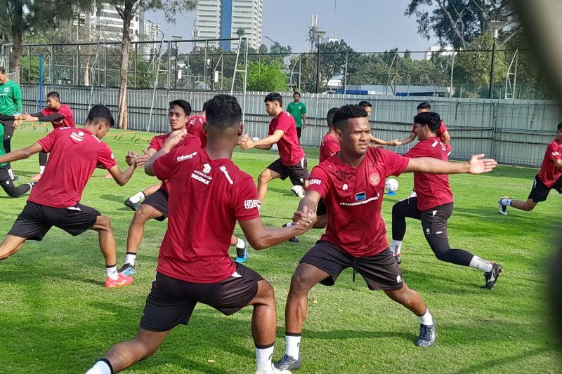 Pemain tim nasional Indonesia saat menjalani pemusatan latihan.