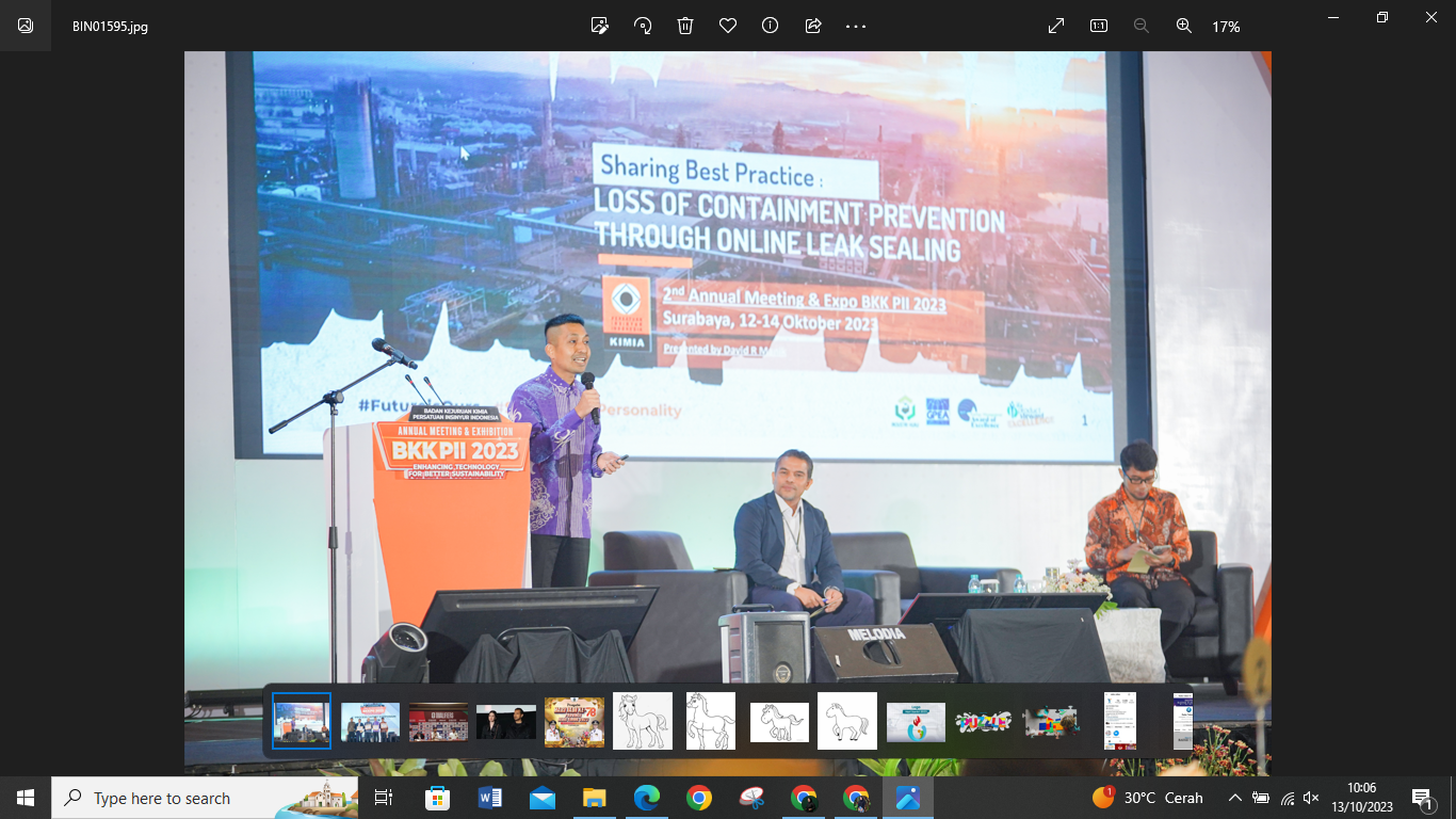 PT Pupuk Kaltim (VP K3 PKT David R. Manik yang memberikan paparan ) dalam Annual Meeting & EXPO Badan Kejuruan Kimia Persatuan Insinyur Indonesia 2023 terkait dengan keselamatan & kesehatan kerja