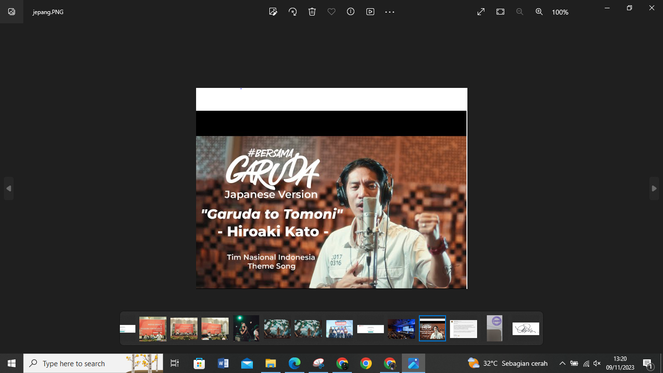 Musisi Jepang Hiroaki Kato dengan bahasa Jepang cover lagu timnas Indonesia berjudul Bersama Garuda