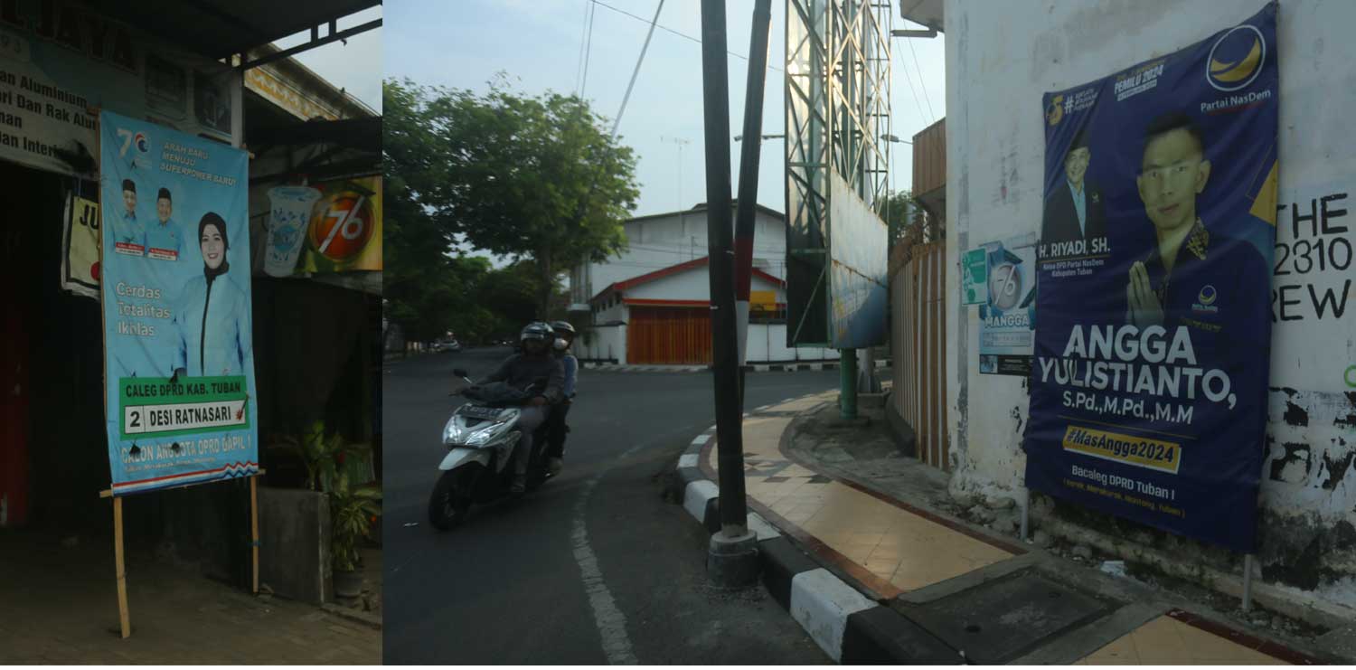 Baliho-banner caleg yang ada di ruas dan sudut-sudut jalan di Tuban