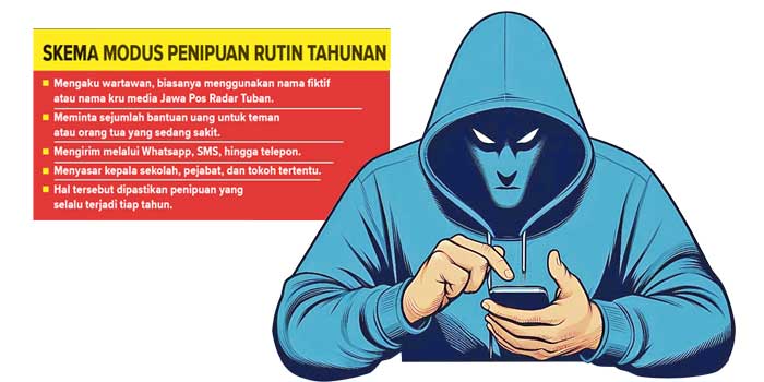 Grafis modus penipuan mengaku wartawan.