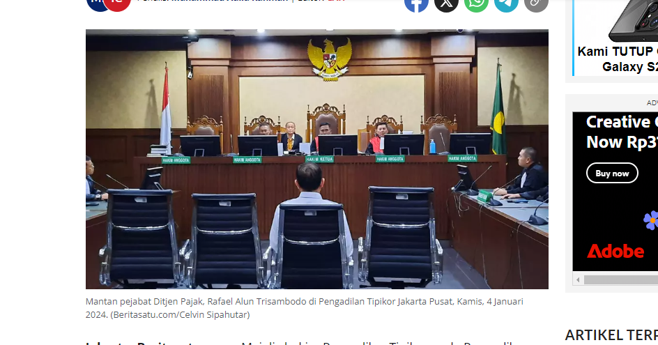 Rafael Alun Trisambodo, Mantan pejabat Ditjen Pajak di Pengadilan Tipikor Jakarta Pusat, Kamis, 4 Januari 2024