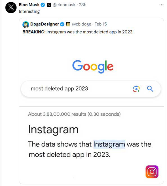 Screenshoot reaksi Elon Musk di akun twitternya.