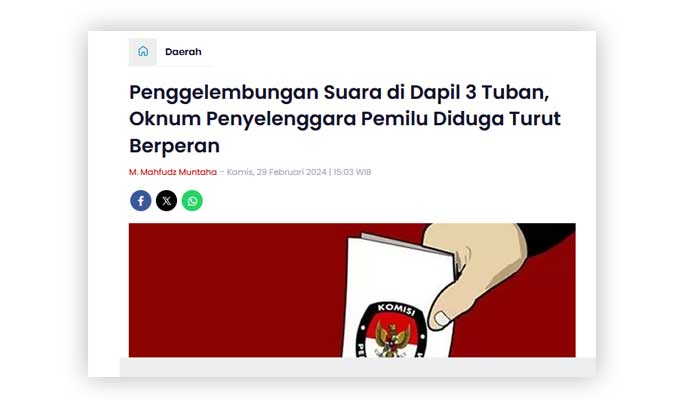 Berita terkait sejumlah saksi parpol melakukan aksi protes di rekapitulasi suara tingkat kabupaten.