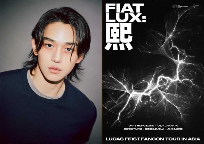 Huang Xuxi atau Lucas Wong dan poster LUCAS FANCON TOUR IN ASIA.