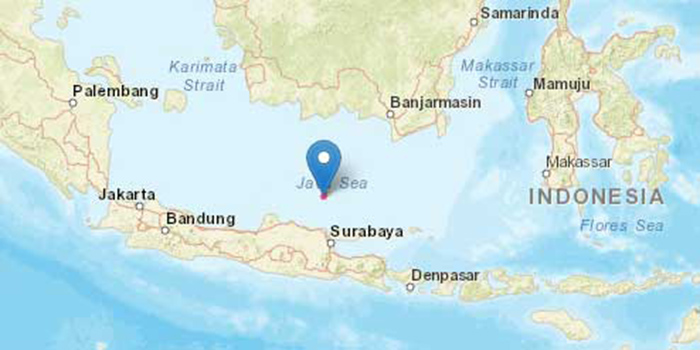 Tangkapan layar peta gempa susulan di Tuban dari BMKG.