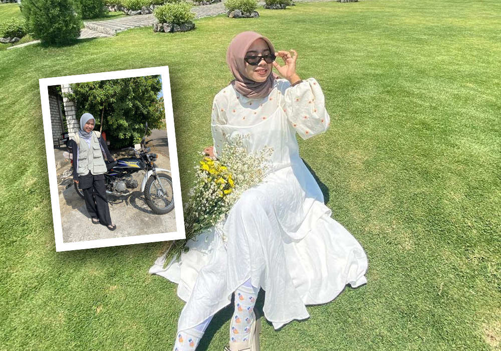 PENJELAJAH: Dwi Andriani traveler yang kerap menggunakan motor tua untuk menjelajah ke berbagai kota.