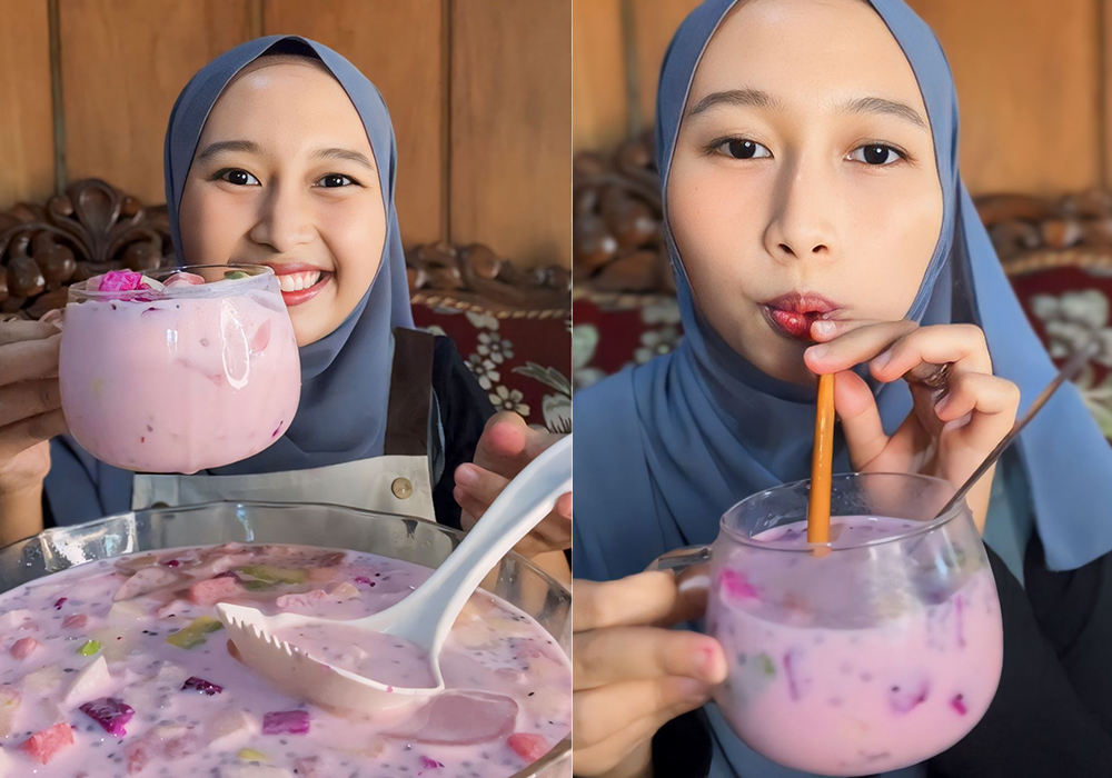 SENSASI KESEGARAN: Racikan es buah yang siap disuguhkan di mangkuk untuk menemani cuaca terik siang hari.