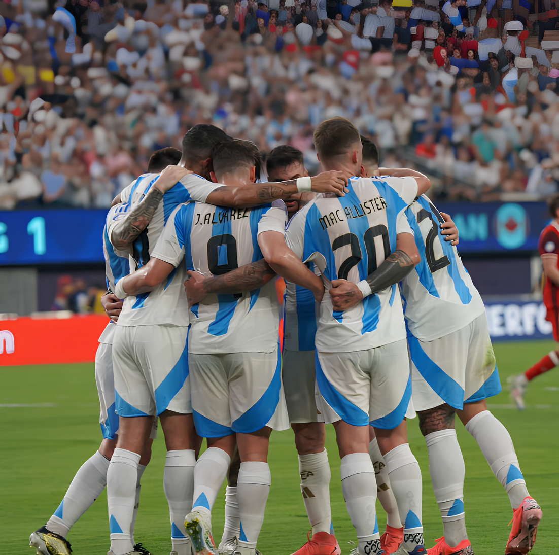 Selebrasi pemain timnas Argentina setelah  lolos ke final Copa America 2024