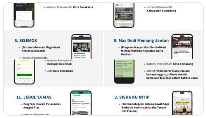 Aplikasi pemerintah dengan nama nyeleneh.