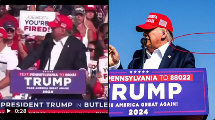 Donald Trump saat melakukan kampanye di Butler, Pennsylvania, Sabtu (13/7) malam.