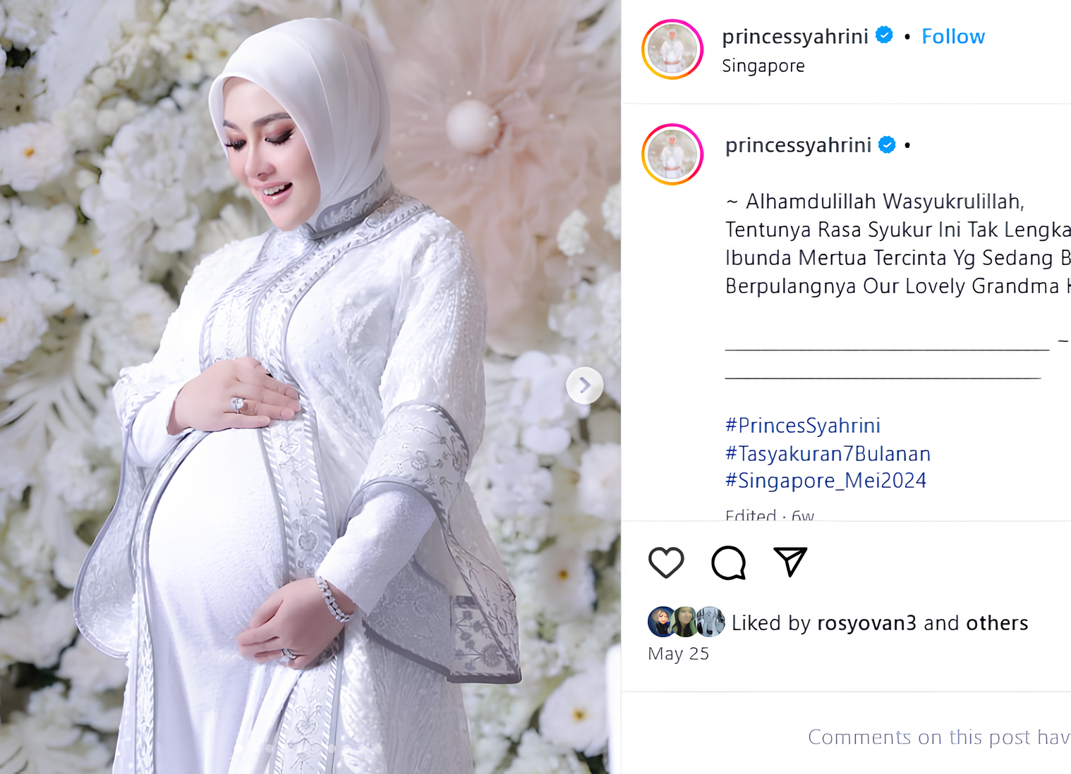 Potret Syahrini tampak cantik menunjukkan baby bump nya