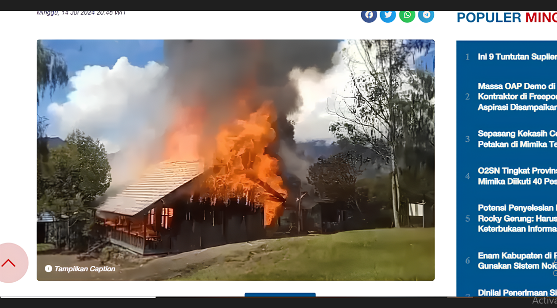 Disinyalir gedung sekolah SMKN 1 Oksibil di Pegunungan Bintang, Papua, yang dibakar oleh OPM