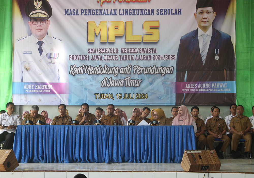 Pembukaan MPLS SMKN 1 Tuban yang mengusung tema Mendukung Anti Perundungan di Jawa Timur.