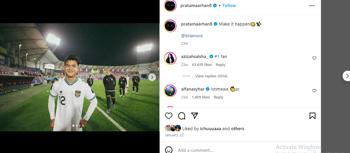 Pratama Arhan menjadi pesepakbola Indonesia dengan followers terbanyak