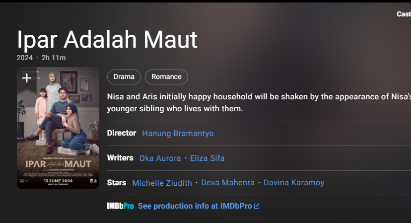 Film Ipar Adalah Maut dari laman IMDB yang kini banyak digandrungi masyarakat.