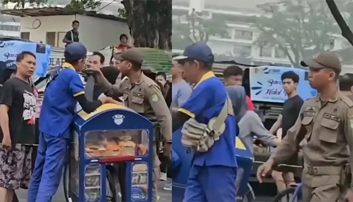 Potongan video viral saat Satpol PP Kota Medan mengusir penjual roti.