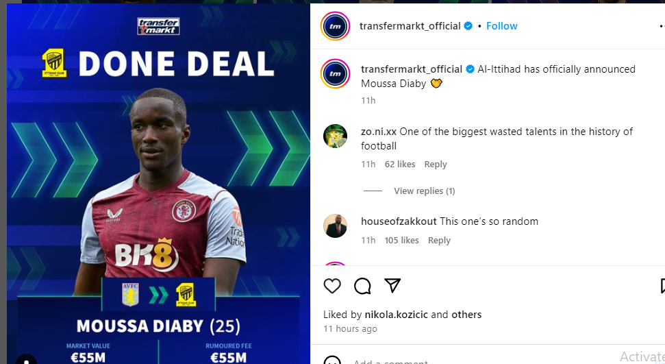 Moussa Diaby (25) Aston Villa to Al Ittiha