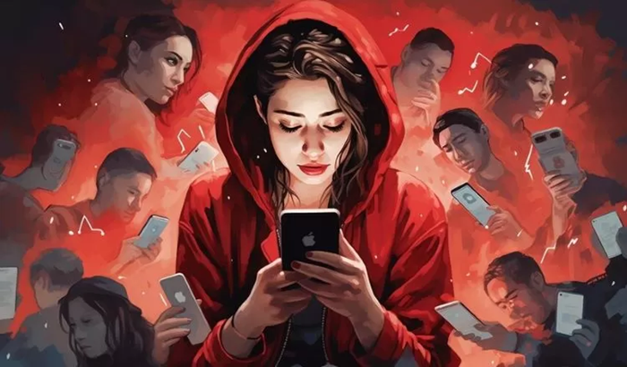 Ilustrasi media sosial yang memungkinkan untuk terhubung dengan orang lain dan berbagi informasi dalam waktu singkat.