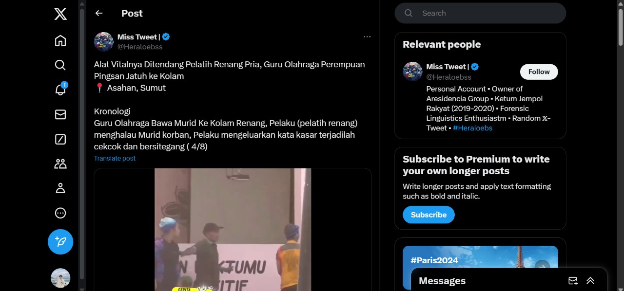 Cuitan yang menyebutkan awal mula kejadian cekcok di kolam renang.